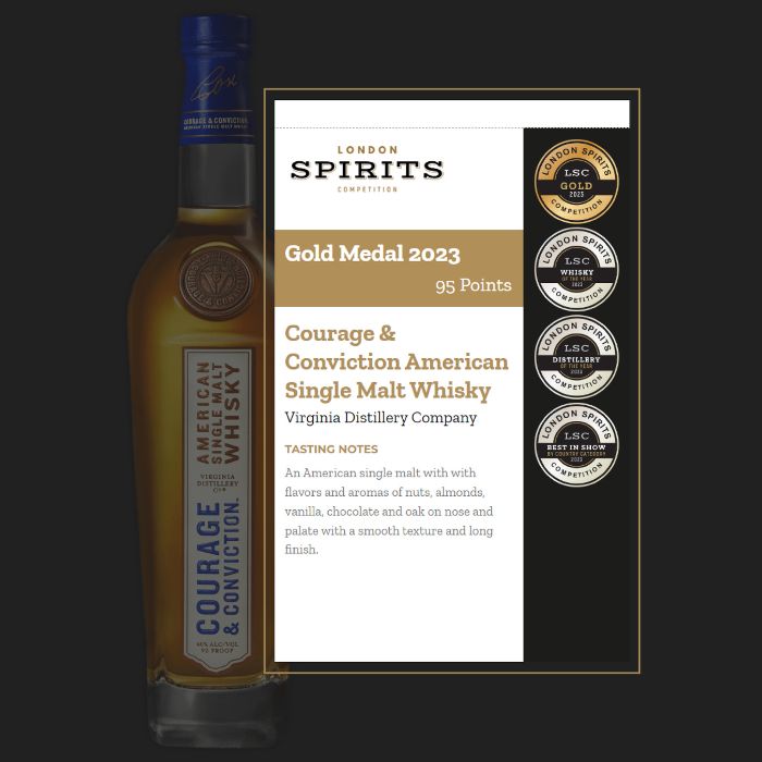 Courage & Conviction American Single Malt Whisky by Virginia Distillery Company at 98 points