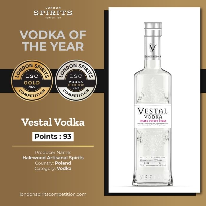 Best vodka of the year award at the 2022 London Spirits Competition