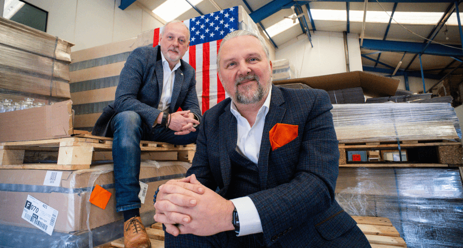 (In Front) Roddy Nicoll, Managing Director/Founder, and Kerr Nicoll, Production Director/Co-Founder - Spirits of Virtue Ltd