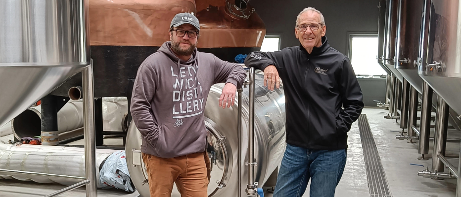 Ian Millar with Calum Miller, Production Director at Lerwick Distillery