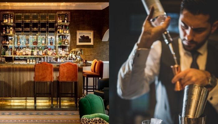 (On Left) Conservatory at Linthwaite House; (On Right) Andreas Grammatikopoulos: Passionate, Forward-thinking, Focused, Hardworking Bartender.