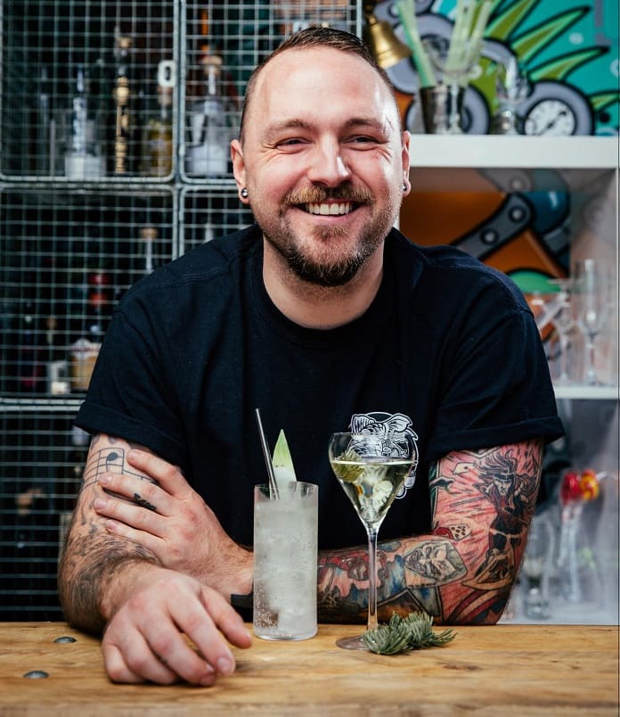 Luke Ridge enjoying his cocktail