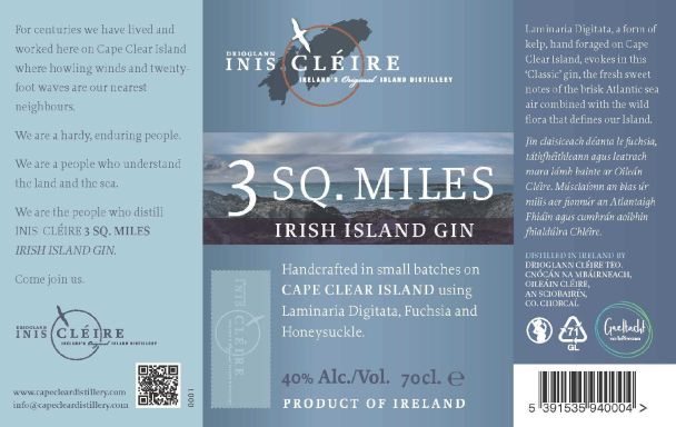 Logo for: 3 SQ. MILES Irish Island Gin